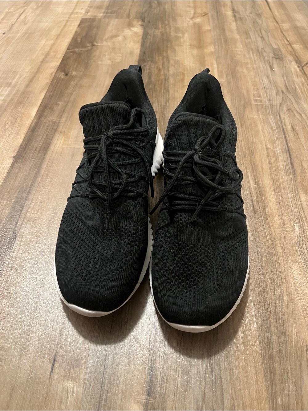 Black Knit Athletic Sneakers with White Sole